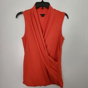 Theory Faux Wrap Top Stretch Cotton Orange Size Small Style Derona K